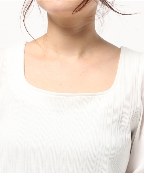 one after another NICE CLAUP(ワンアフターアナザーナイスクラップ)の「袖シフォンテレコプルオーバー(Tシャツ/カットソー・レディース・アイボリー/ミント/ラベンダー/ネイビー・FREE)」の8枚目の写真