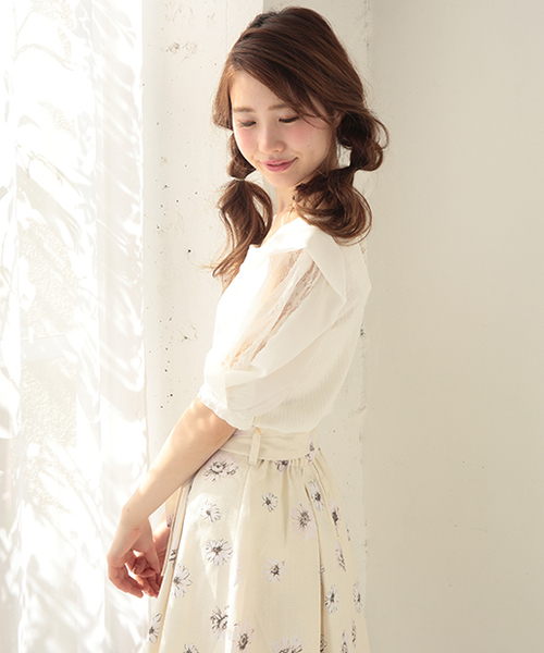 one after another NICE CLAUP(ワンアフターアナザーナイスクラップ)の「袖シフォンテレコプルオーバー(Tシャツ/カットソー・レディース・アイボリー/ミント/ラベンダー/ネイビー・FREE)」の20枚目の写真