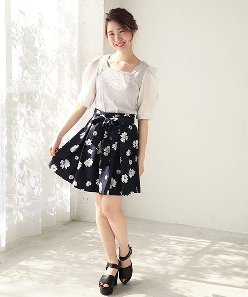 one after another NICE CLAUP(ワンアフターアナザーナイスクラップ)の「袖シフォンテレコプルオーバー(Tシャツ/カットソー・レディース・アイボリー/ミント/ラベンダー/ネイビー・FREE)」の14枚目の写真