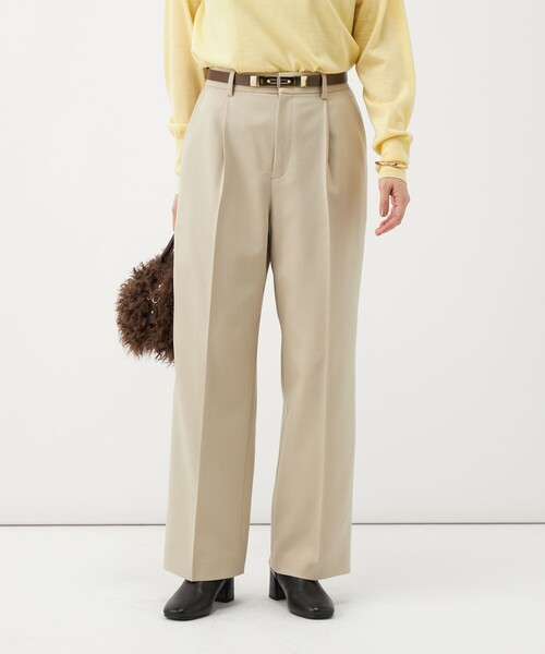 NOLLEY’S(ノーリーズ)の「《防シワ》ウォッシャブルウールライクセミワイドパンツ(その他パンツ・レディース・サックスブルー/ブラック系その他3/ベージュ/オフホワイト・40/38/36/34)」の3枚目の写真