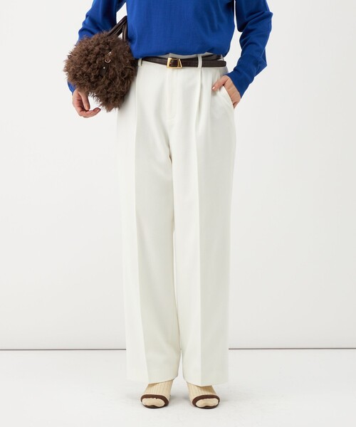 NOLLEY’S(ノーリーズ)の「《防シワ》ウォッシャブルウールライクセミワイドパンツ(その他パンツ・レディース・サックスブルー/ブラック系その他3/ベージュ/オフホワイト・40/38/36/34)」の1枚目の写真