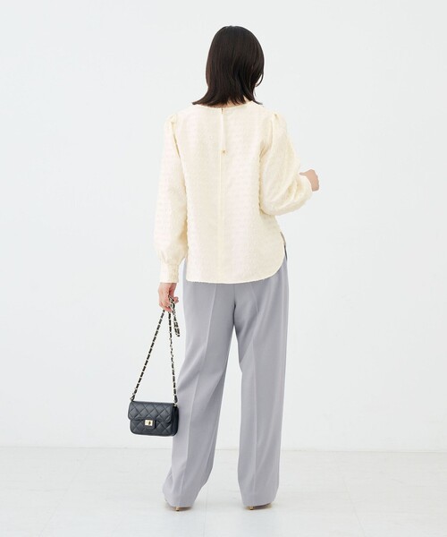 NOLLEY’S(ノーリーズ)の「《防シワ》ウォッシャブルウールライクセミワイドパンツ(その他パンツ・レディース・サックスブルー/ブラック系その他3/ベージュ/オフホワイト・40/38/36/34)」の8枚目の写真