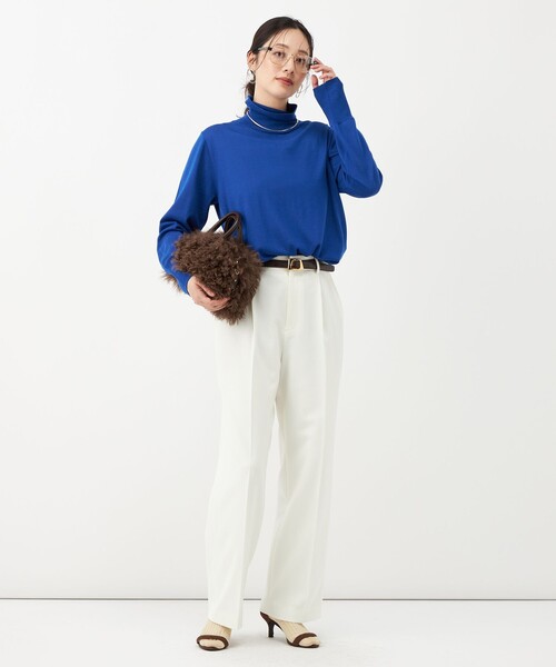 NOLLEY’S(ノーリーズ)の「《防シワ》ウォッシャブルウールライクセミワイドパンツ(その他パンツ・レディース・サックスブルー/ブラック系その他3/ベージュ/オフホワイト・40/38/36/34)」の16枚目の写真
