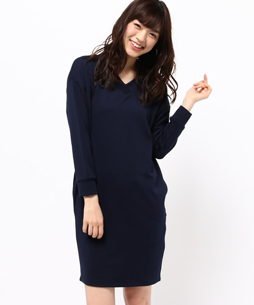 CIAOPANIC TYPY（チャオパニックティピー）の「Vネックカットワンピース（ワンピース・レディース・その他19/ネイビー/グレー・FREE）」の3枚目の写真