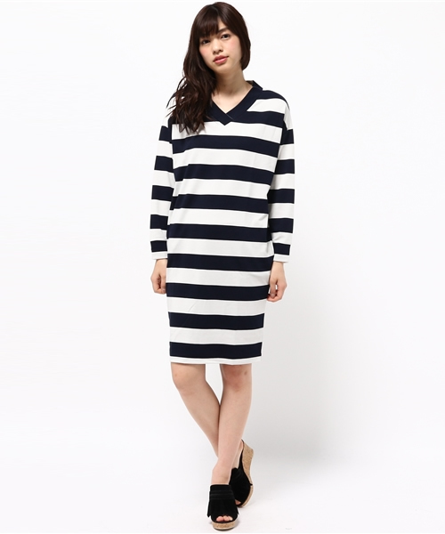 CIAOPANIC TYPY（チャオパニックティピー）の「Vネックカットワンピース（ワンピース・レディース・その他19/ネイビー/グレー・FREE）」の7枚目の写真