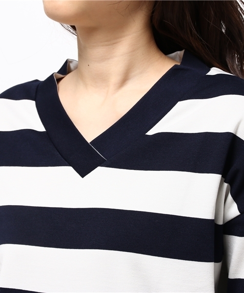 CIAOPANIC TYPY（チャオパニックティピー）の「Vネックカットワンピース（ワンピース・レディース・その他19/ネイビー/グレー・FREE）」の8枚目の写真