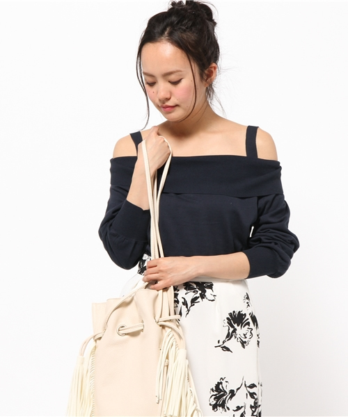 FIGARO Paris（フィガロパリ）の「プレミアムコットン オフショルダープルオーバー◆（ニット/セーター・レディース・ホワイト/ネイビー/ラベンダー・FREE）」の13枚目の写真