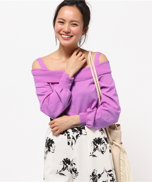 FIGARO Paris（フィガロパリ）の「プレミアムコットン オフショルダープルオーバー◆（ニット/セーター・レディース・ホワイト/ネイビー/ラベンダー・FREE）」の14枚目の写真