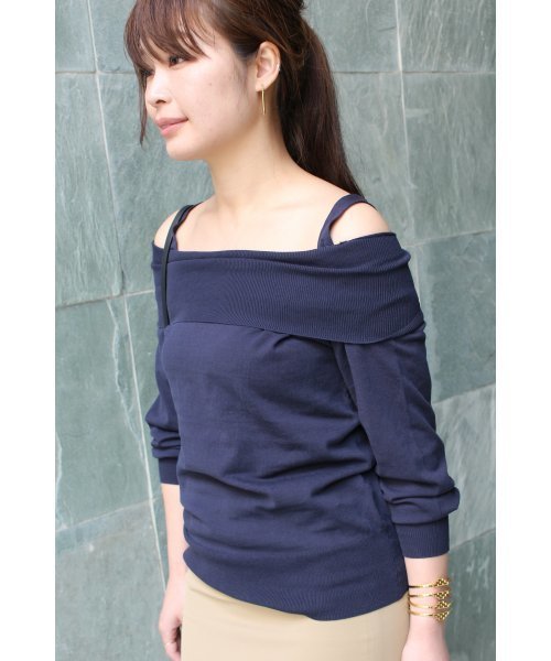 FIGARO Paris（フィガロパリ）の「プレミアムコットン オフショルダープルオーバー◆（ニット/セーター・レディース・ホワイト/ネイビー/ラベンダー・FREE）」の21枚目の写真