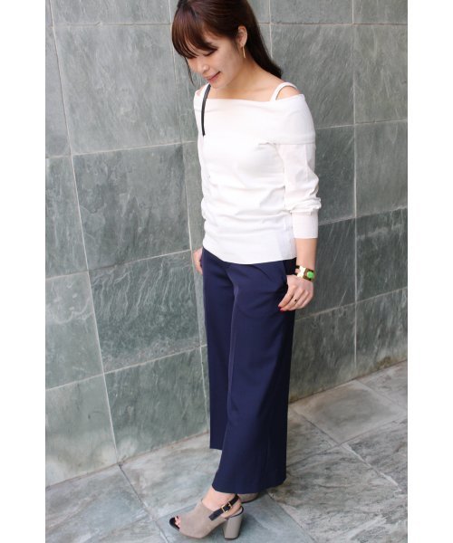 FIGARO Paris（フィガロパリ）の「プレミアムコットン オフショルダープルオーバー◆（ニット/セーター・レディース・ホワイト/ネイビー/ラベンダー・FREE）」の22枚目の写真