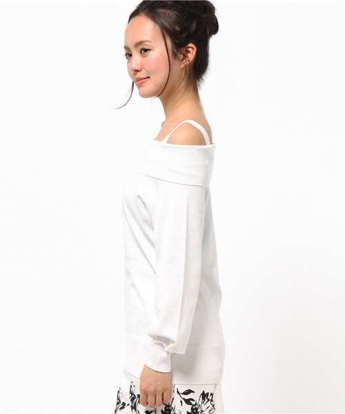 FIGARO Paris（フィガロパリ）の「プレミアムコットン オフショルダープルオーバー◆（ニット/セーター・レディース・ホワイト/ネイビー/ラベンダー・FREE）」の9枚目の写真