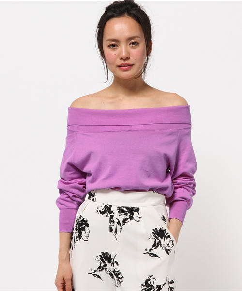 FIGARO Paris（フィガロパリ）の「プレミアムコットン オフショルダープルオーバー◆（ニット/セーター・レディース・ホワイト/ネイビー/ラベンダー・FREE）」の7枚目の写真