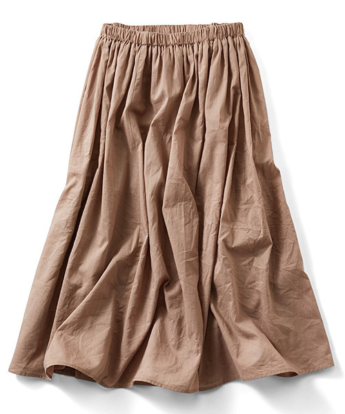 IEDIT（イディット）の「ララ・ステラ　ふんわりと風をはらむミモレ丈ギャザースカート（スカート・レディース・カーキ/ベージュ/パープル・SMALL/LARGE/MEDIUM/X-LARGE/XX-LARGE）」の11枚目の写真