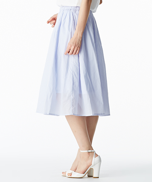 IEDIT（イディット）の「ララ・ステラ　ふんわりと風をはらむミモレ丈ギャザースカート（スカート・レディース・カーキ/ベージュ/パープル・SMALL/LARGE/MEDIUM/X-LARGE/XX-LARGE）」の6枚目の写真