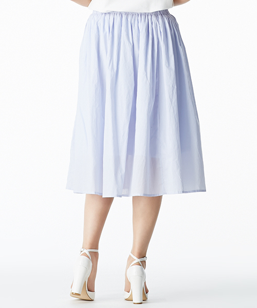 IEDIT（イディット）の「ララ・ステラ　ふんわりと風をはらむミモレ丈ギャザースカート（スカート・レディース・カーキ/ベージュ/パープル・SMALL/LARGE/MEDIUM/X-LARGE/XX-LARGE）」の7枚目の写真