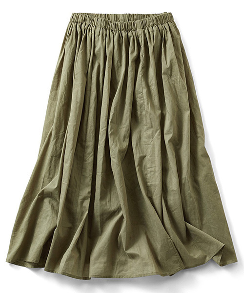 IEDIT（イディット）の「ララ・ステラ　ふんわりと風をはらむミモレ丈ギャザースカート（スカート・レディース・カーキ/ベージュ/パープル・SMALL/LARGE/MEDIUM/X-LARGE/XX-LARGE）」の8枚目の写真