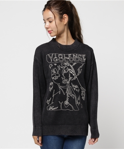 HYSTERIC GLAMOUR（ヒステリックグラマー）の「ORIGINAL BLUES×HYSTERIC DAM/NIAGARA刺繍プルオーバー（ニット/セーター・レディース・インディゴブルー/ブラック・FREE）」の3枚目の写真