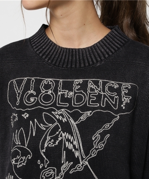 HYSTERIC GLAMOUR（ヒステリックグラマー）の「ORIGINAL BLUES×HYSTERIC DAM/NIAGARA刺繍プルオーバー（ニット/セーター・レディース・インディゴブルー/ブラック・FREE）」の6枚目の写真