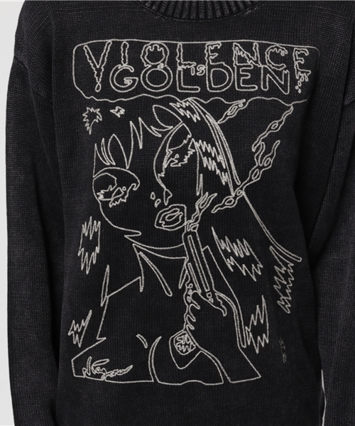 HYSTERIC GLAMOUR（ヒステリックグラマー）の「ORIGINAL BLUES×HYSTERIC DAM/NIAGARA刺繍プルオーバー（ニット/セーター・レディース・インディゴブルー/ブラック・FREE）」の9枚目の写真