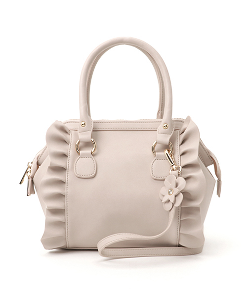 EDIT COLOGNE（エディットコロン）の「《EDIT CLOGNE》ワイドオープンバッグ（ショルダーバッグ・レディース・ベージュ/ホワイト系その他/グレー・ﾌﾘ-）」の2枚目の写真