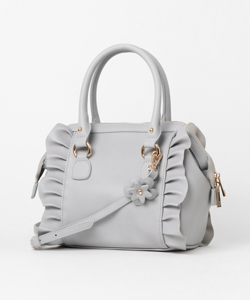 EDIT COLOGNE（エディットコロン）の「《EDIT CLOGNE》ワイドオープンバッグ（ショルダーバッグ・レディース・ベージュ/ホワイト系その他/グレー・ﾌﾘ-）」の4枚目の写真