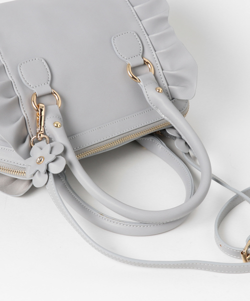 EDIT COLOGNE（エディットコロン）の「《EDIT CLOGNE》ワイドオープンバッグ（ショルダーバッグ・レディース・ベージュ/ホワイト系その他/グレー・ﾌﾘ-）」の6枚目の写真