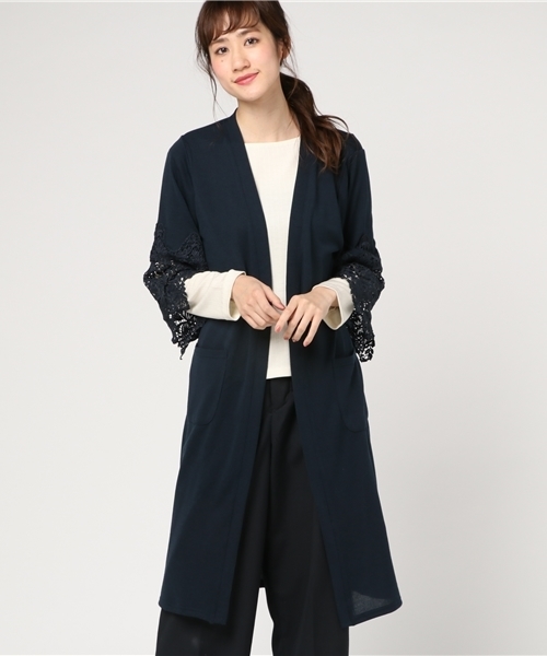 VENCEEXCHANGE（ヴァンスエクスチェンジ）の「袖レースカーディガン        （カーディガン/ボレロ・レディース・グレー/イエロー/ネイビー・MEDIUM）」の14枚目の写真