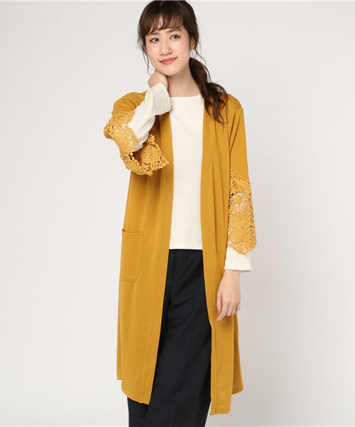 VENCEEXCHANGE（ヴァンスエクスチェンジ）の「袖レースカーディガン        （カーディガン/ボレロ・レディース・グレー/イエロー/ネイビー・MEDIUM）」の12枚目の写真