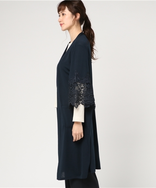 VENCEEXCHANGE（ヴァンスエクスチェンジ）の「袖レースカーディガン        （カーディガン/ボレロ・レディース・グレー/イエロー/ネイビー・MEDIUM）」の5枚目の写真