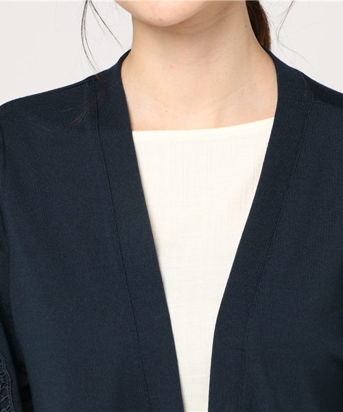 VENCEEXCHANGE（ヴァンスエクスチェンジ）の「袖レースカーディガン        （カーディガン/ボレロ・レディース・グレー/イエロー/ネイビー・MEDIUM）」の7枚目の写真