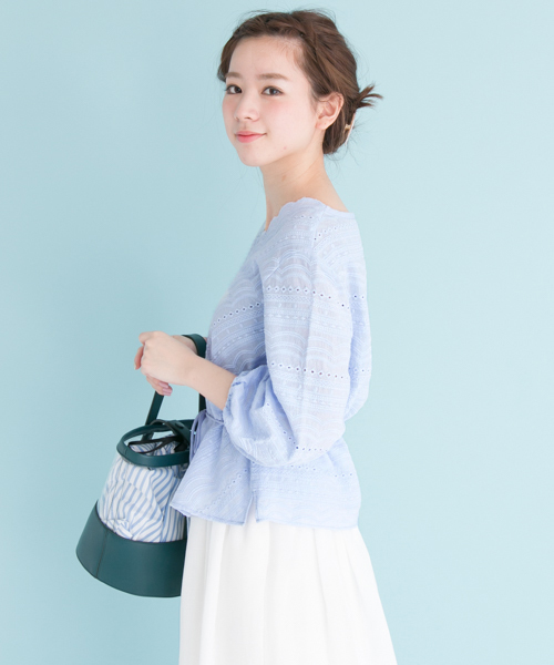 URBAN RESEARCH（アーバンリサーチ）の「 UR スカラップレース7分丈ブラウス（シャツ/ブラウス・レディース・ブラック/オフホワイト/ブルー系その他/ピンク系その他・FREE）」の7枚目の写真