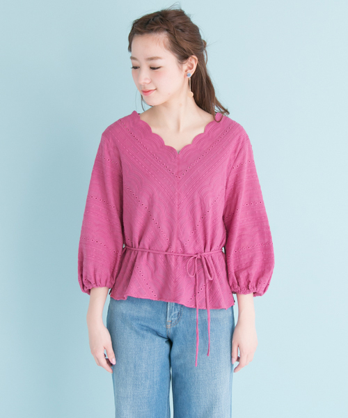 URBAN RESEARCH（アーバンリサーチ）の「 UR スカラップレース7分丈ブラウス（シャツ/ブラウス・レディース・ブラック/オフホワイト/ブルー系その他/ピンク系その他・FREE）」の10枚目の写真