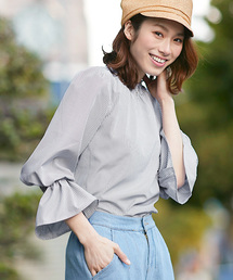 Pierrot | キャンディースリーブストライプ柄ブラウス/袖コンシャス(シャツ/ブラウス)