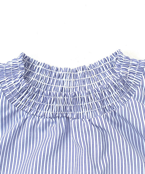 Pierrot(ピエロ)の「キャンディースリーブストライプ柄ブラウス/袖コンシャス(シャツ/ブラウス・レディース・ネイビー/ブルー・M)」の17枚目の写真