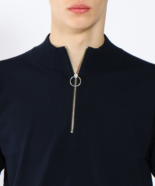 ABAHOUSE（アバハウス）の「プレーティングニットZIPポロシャツ（ポロシャツ・メンズ・ブラック/ネイビー・46/48）」の9枚目の写真