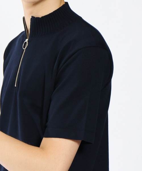 ABAHOUSE（アバハウス）の「プレーティングニットZIPポロシャツ（ポロシャツ・メンズ・ブラック/ネイビー・46/48）」の11枚目の写真