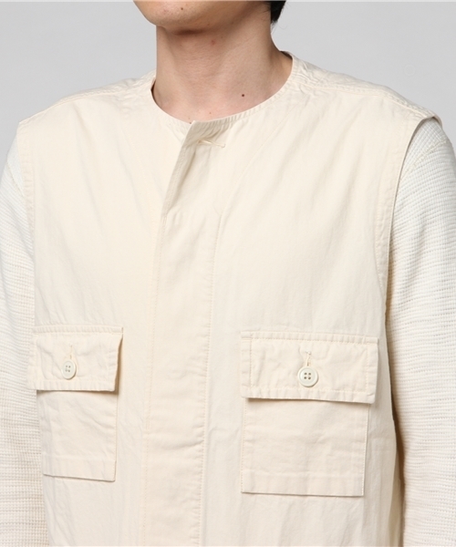 NAISSANCE（ネサンス）の「NAISSANCE MILI VEST（ベスト・メンズ・ホワイト系その他2/グリーン・L/M）」の6枚目の写真