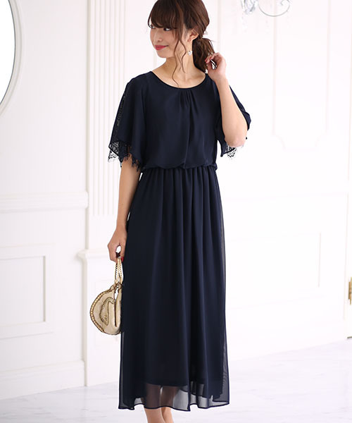 Bab Bou Jeloud(バブブージュルード)の「【WEB限定】結婚式◇パーティー◇コンサート 袖レースシフォンマキシドレス(ドレス・レディース・ブラック/ネイビー/グリーン/ボルドー/ライトブルー・FREE)」の4枚目の写真