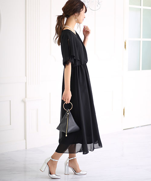 Bab Bou Jeloud(バブブージュルード)の「【WEB限定】結婚式◇パーティー◇コンサート 袖レースシフォンマキシドレス(ドレス・レディース・ブラック/ネイビー/グリーン/ボルドー/ライトブルー・FREE)」の8枚目の写真