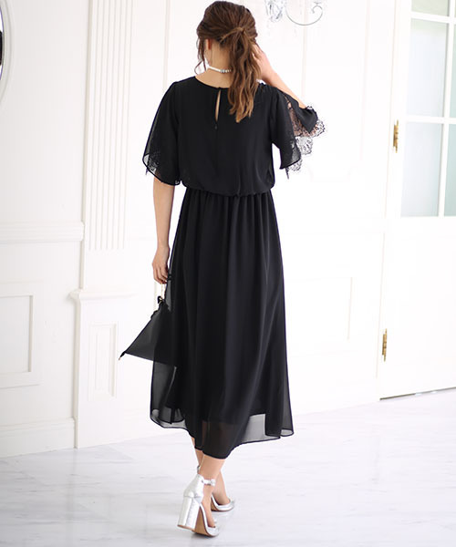 Bab Bou Jeloud(バブブージュルード)の「【WEB限定】結婚式◇パーティー◇コンサート 袖レースシフォンマキシドレス(ドレス・レディース・ブラック/ネイビー/グリーン/ボルドー/ライトブルー・FREE)」の9枚目の写真