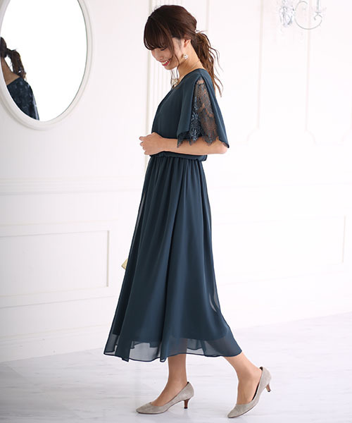 Bab Bou Jeloud(バブブージュルード)の「【WEB限定】結婚式◇パーティー◇コンサート 袖レースシフォンマキシドレス(ドレス・レディース・ブラック/ネイビー/グリーン/ボルドー/ライトブルー・FREE)」の11枚目の写真