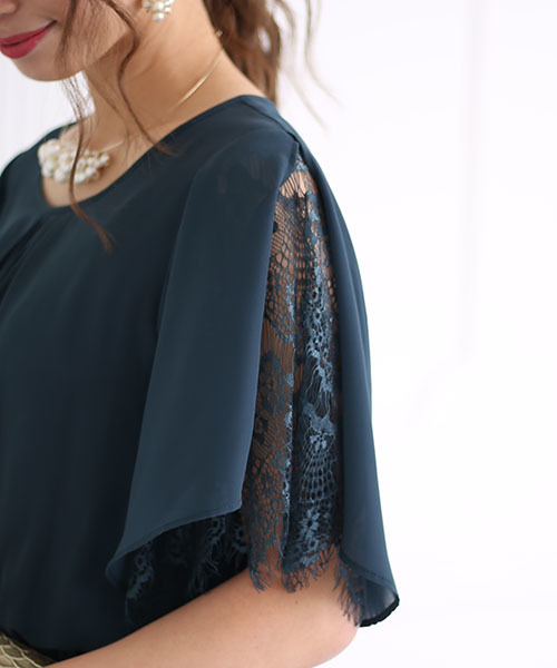 Bab Bou Jeloud(バブブージュルード)の「【WEB限定】結婚式◇パーティー◇コンサート 袖レースシフォンマキシドレス(ドレス・レディース・ブラック/ネイビー/グリーン/ボルドー/ライトブルー・FREE)」の13枚目の写真