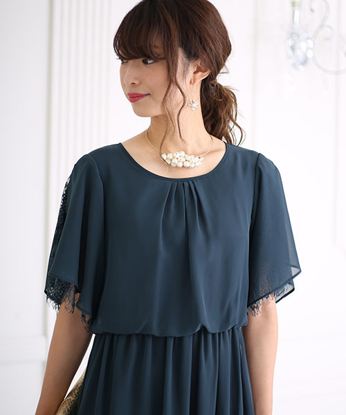 Bab Bou Jeloud(バブブージュルード)の「【WEB限定】結婚式◇パーティー◇コンサート 袖レースシフォンマキシドレス(ドレス・レディース・ブラック/ネイビー/グリーン/ボルドー/ライトブルー・FREE)」の14枚目の写真