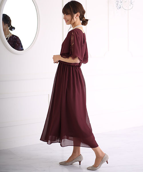 Bab Bou Jeloud(バブブージュルード)の「【WEB限定】結婚式◇パーティー◇コンサート 袖レースシフォンマキシドレス(ドレス・レディース・ブラック/ネイビー/グリーン/ボルドー/ライトブルー・FREE)」の22枚目の写真