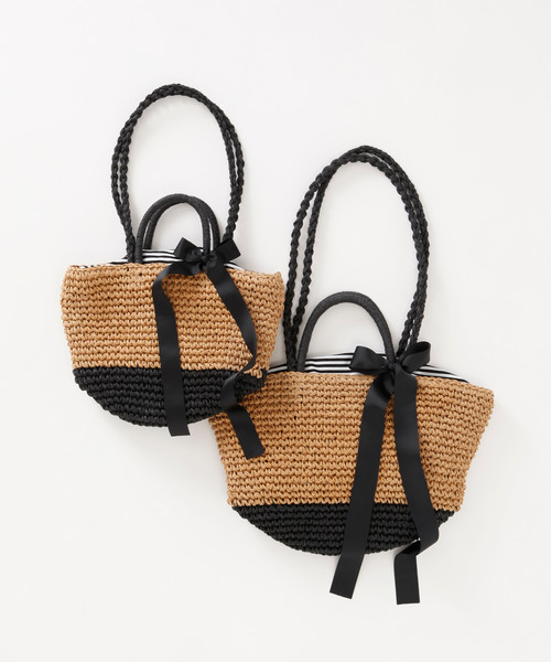 Bilitis dix-sept ans（ビリティスディセッタン）の「Bilitisかごバッグ(中)（かごバッグ・レディース・ベージュ/ブラック系その他/グレー/ネイビー・FREE）」の6枚目の写真