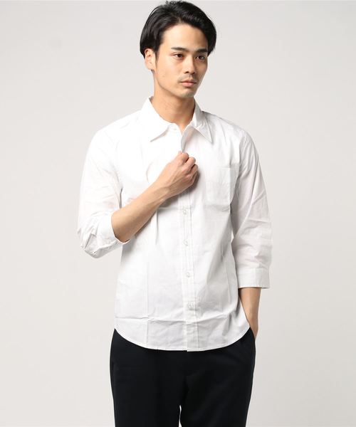 TopIsm(トップイズム)の「ストレッチ ブロード 無地 7分袖シャツ(シャツ/ブラウス・メンズ・ネイビー/ピンク/ワイン/ホワイト/ライトグレー/ブラック・M/LL/L)」の7枚目の写真