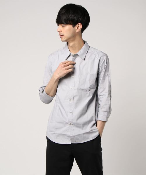 TopIsm(トップイズム)の「ストレッチ ブロード 無地 7分袖シャツ(シャツ/ブラウス・メンズ・ネイビー/ピンク/ワイン/ホワイト/ライトグレー/ブラック・M/LL/L)」の9枚目の写真