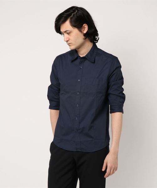 TopIsm(トップイズム)の「ストレッチ ブロード 無地 7分袖シャツ(シャツ/ブラウス・メンズ・ネイビー/ピンク/ワイン/ホワイト/ライトグレー/ブラック・M/LL/L)」の10枚目の写真