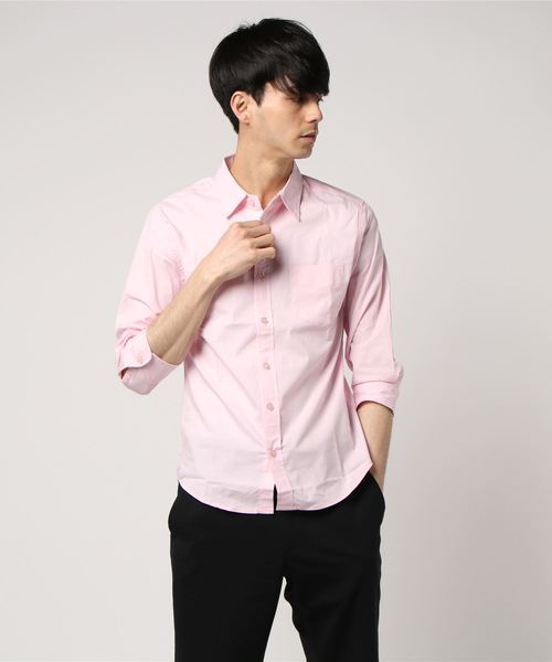 TopIsm(トップイズム)の「ストレッチ ブロード 無地 7分袖シャツ(シャツ/ブラウス・メンズ・ネイビー/ピンク/ワイン/ホワイト/ライトグレー/ブラック・M/LL/L)」の11枚目の写真