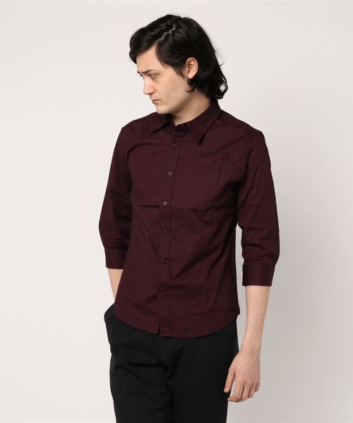 TopIsm(トップイズム)の「ストレッチ ブロード 無地 7分袖シャツ(シャツ/ブラウス・メンズ・ネイビー/ピンク/ワイン/ホワイト/ライトグレー/ブラック・M/LL/L)」の12枚目の写真